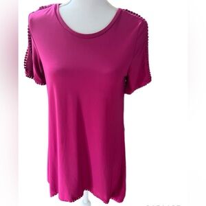 🔥🔥Grace Elements Womens 3/4 Short Sleeve Top Fuschia Sz Small
